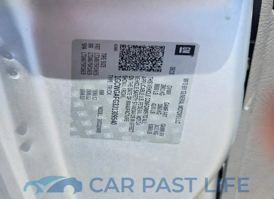 1GCWGAFG3J1309540# 13