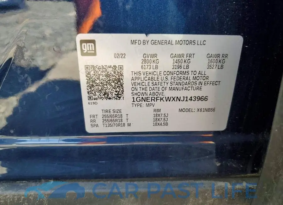 1GNERFKWXNJ143966# 13
