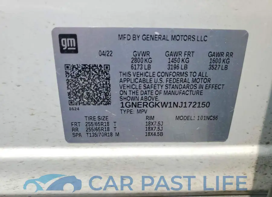 1GNERGKW1NJ172150# 13