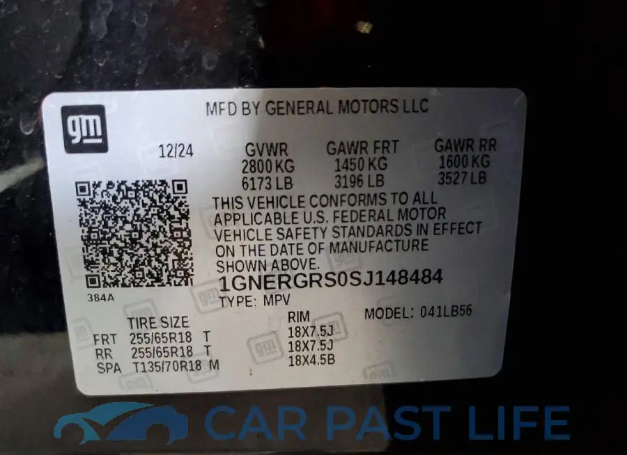 1GNERGRS0SJ148484# 13
