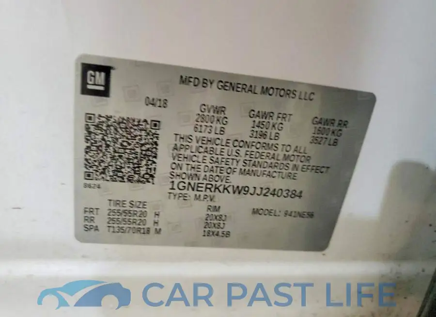 1GNERKKW9JJ240384# 13
