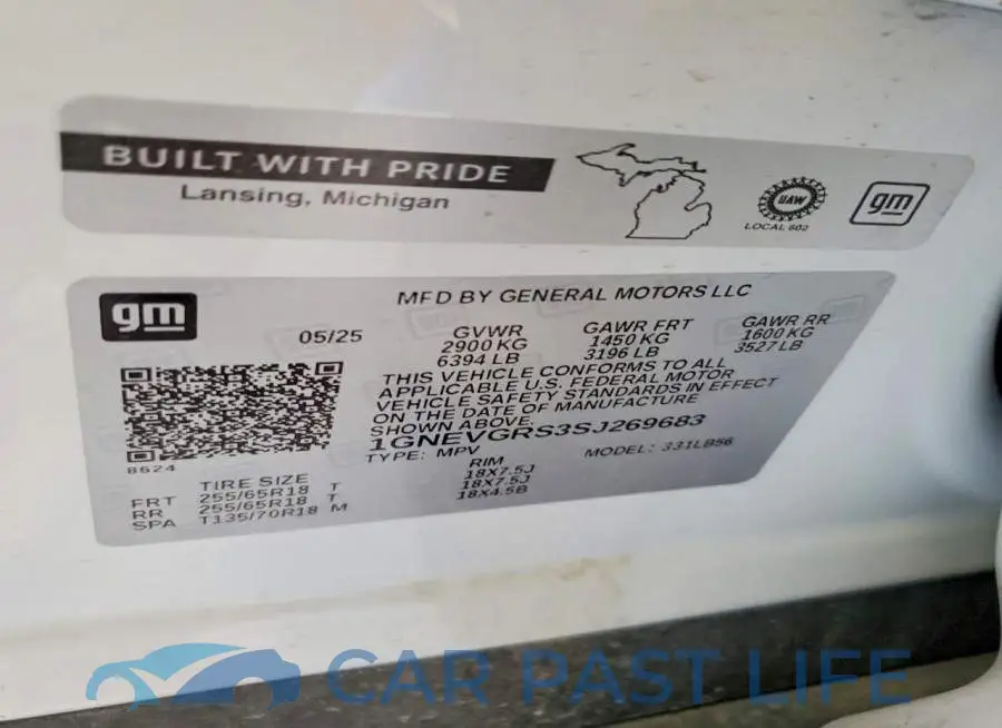 1GNEVGRS3SJ269683# 13
