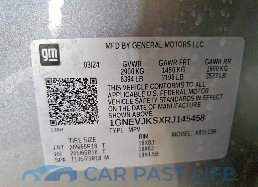 1GNEVJKSXRJ145458# 13