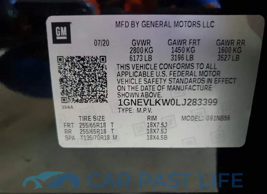 1GNEVLKW0LJ283399# 13