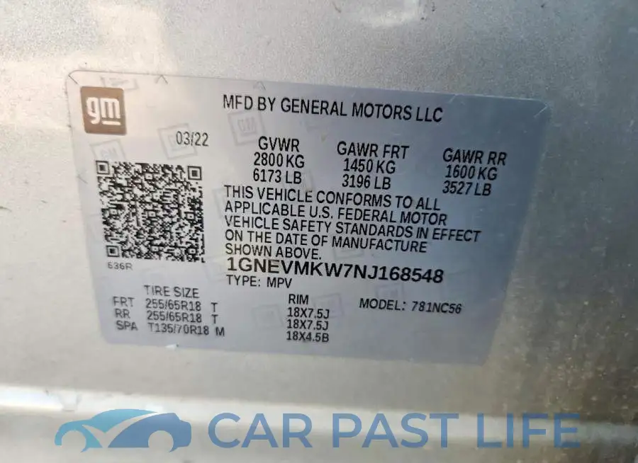 1GNEVMKW7NJ168548# 14