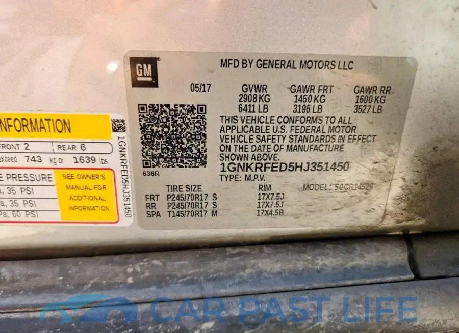 1GNKRFED5HJ351450# 13