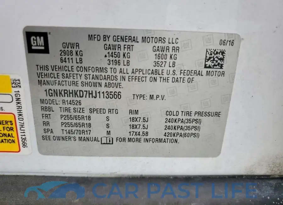1GNKRHKD7HJ113566# 13