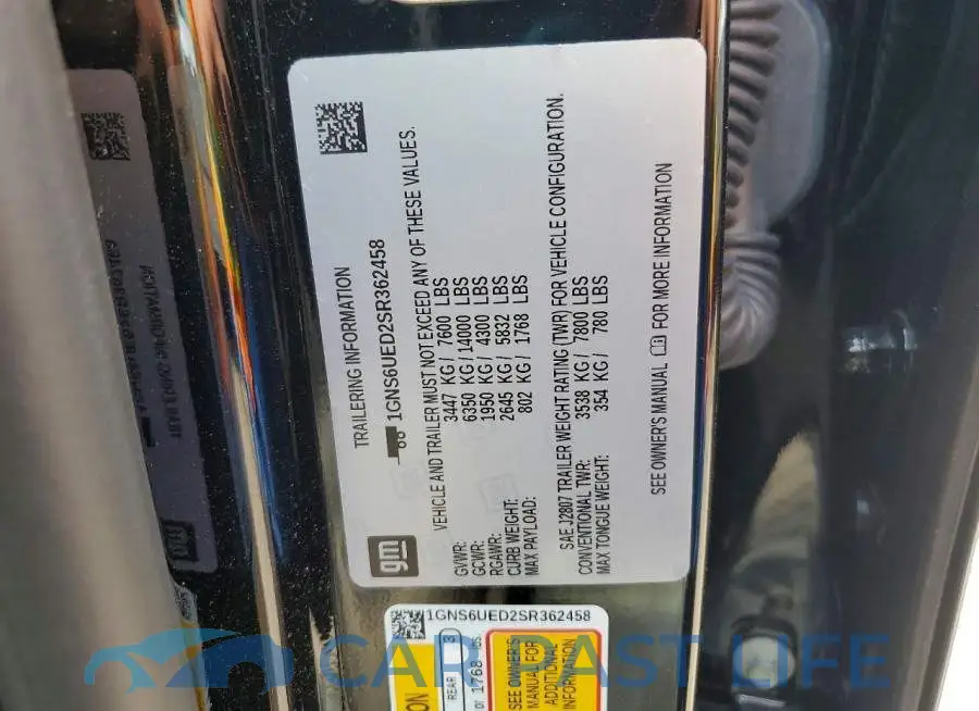 1GNS6UED2SR362458# 14