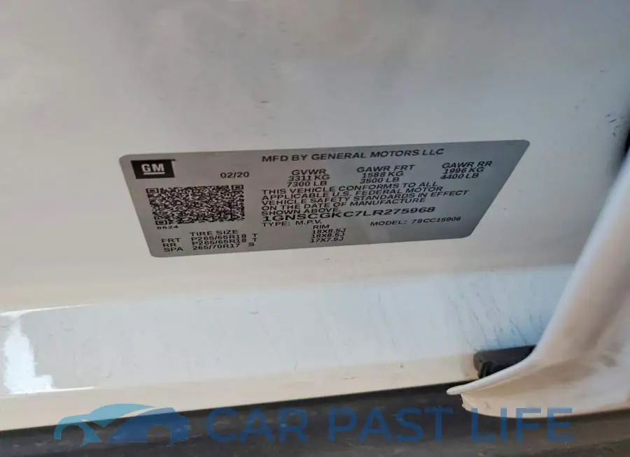 1GNSCGKC7LR275968# 12