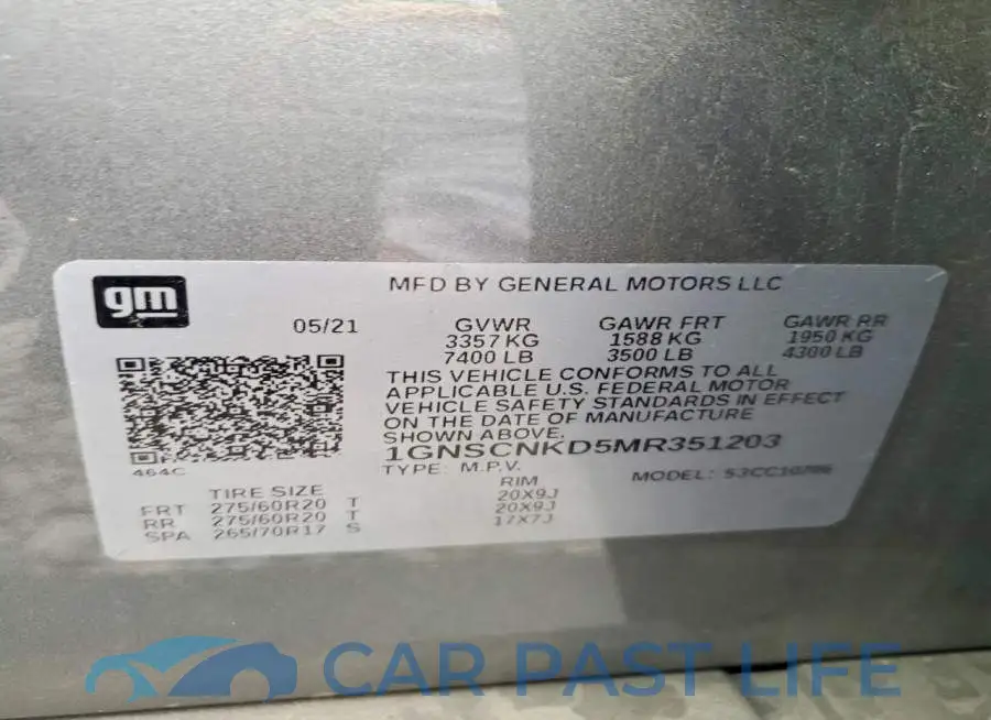 1GNSCNKD5MR351203# 13