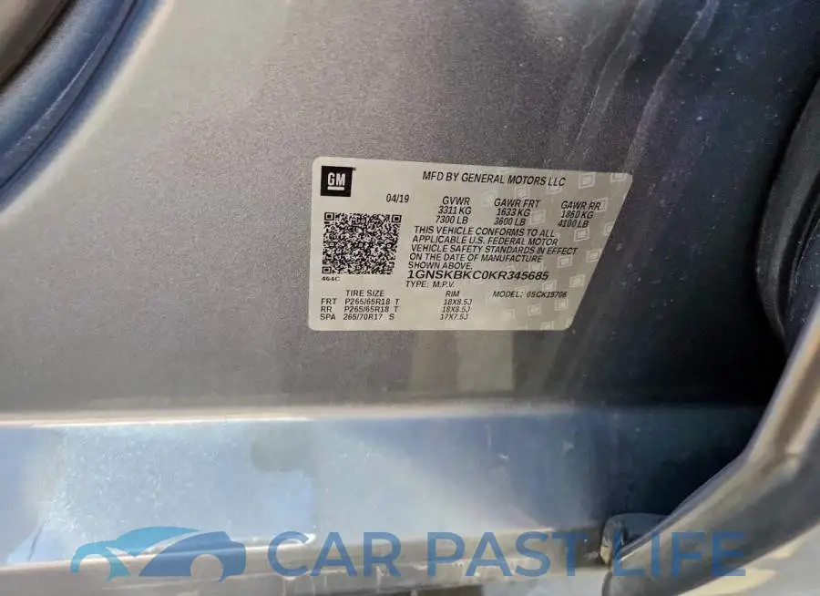 1GNSKBKC0KR345685# 13