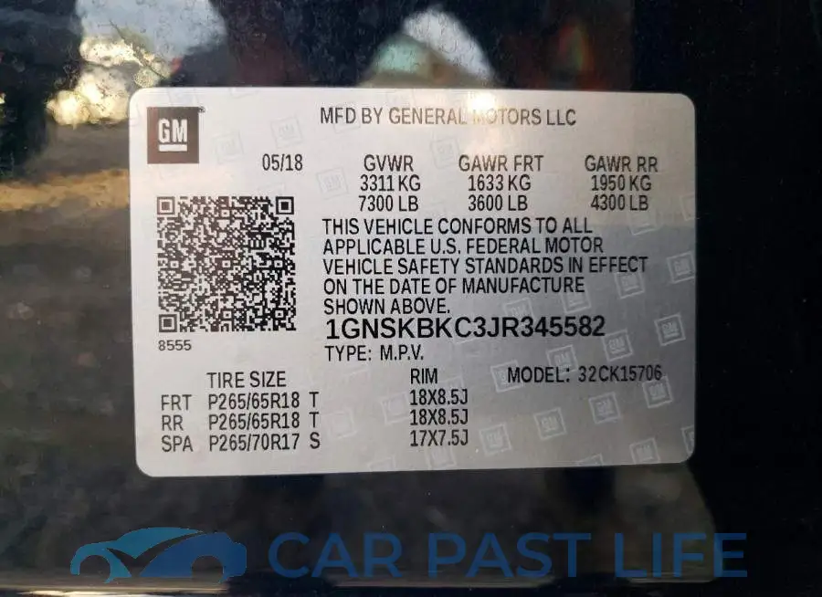 1GNSKBKC3JR345582# 13