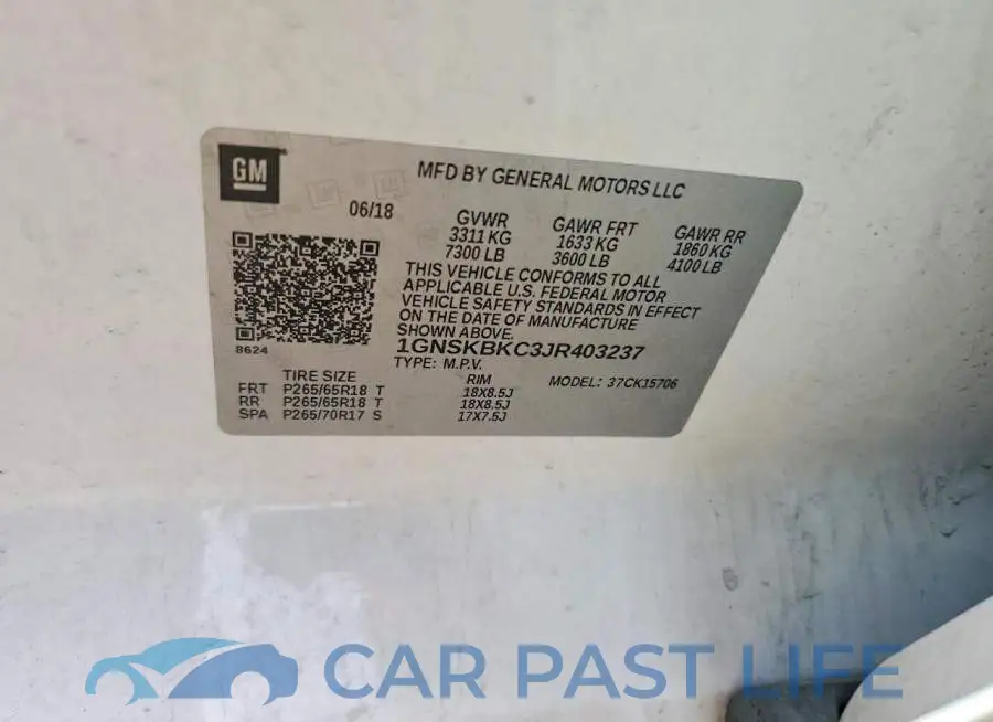 1GNSKBKC3JR403237# 13
