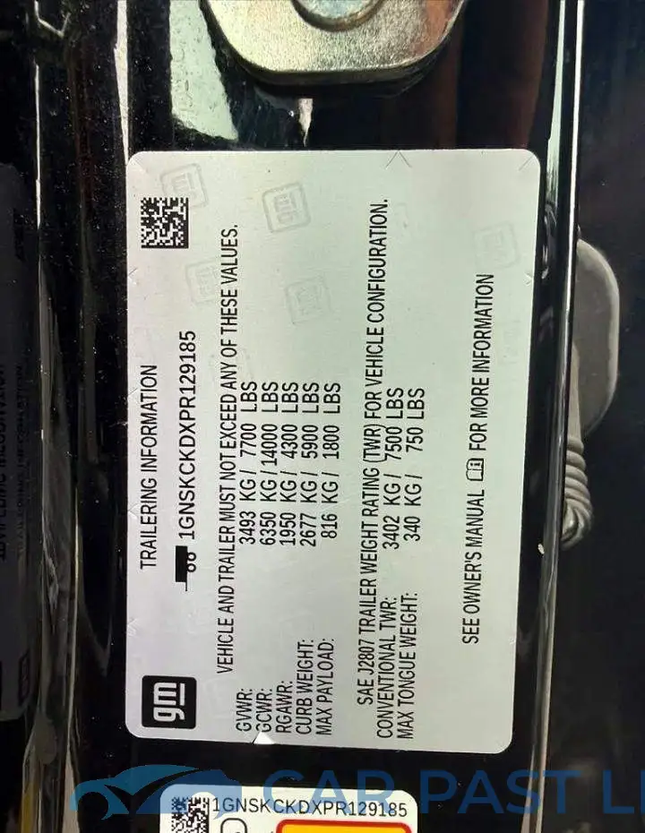 1GNSKCKDXPR129185# 12