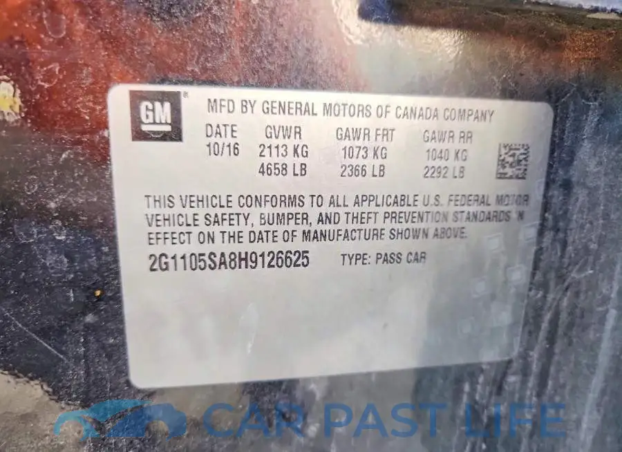 2G1105SA8H9126625# 12