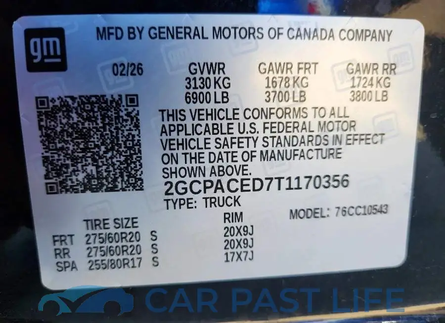 2GCPACED7T1170356# 13