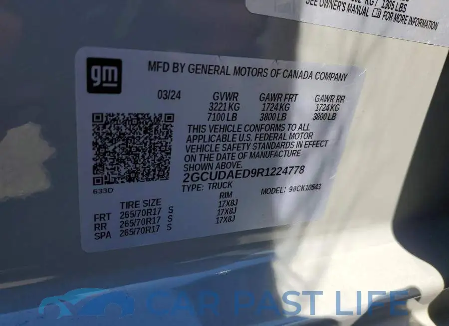 2GCUDAED9R1224778# 12