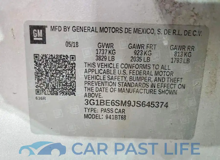 3G1BE6SM9JS645374# 12