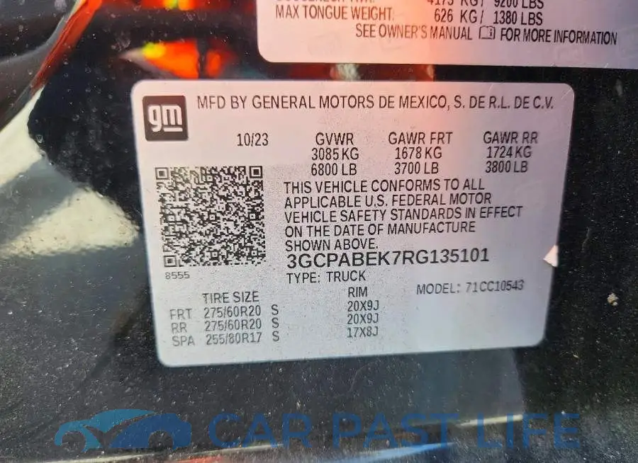 3GCPABEK7RG135101# 12