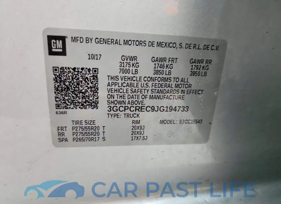 3GCPCREC9JG194733# 12