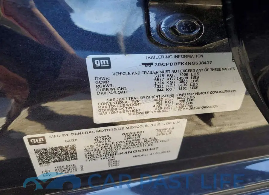 3GCPDBEK4NG538437# 12