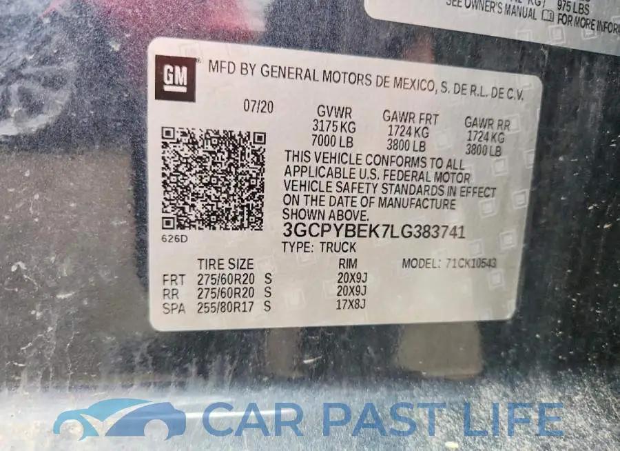 3GCPYBEK7LG383741# 13