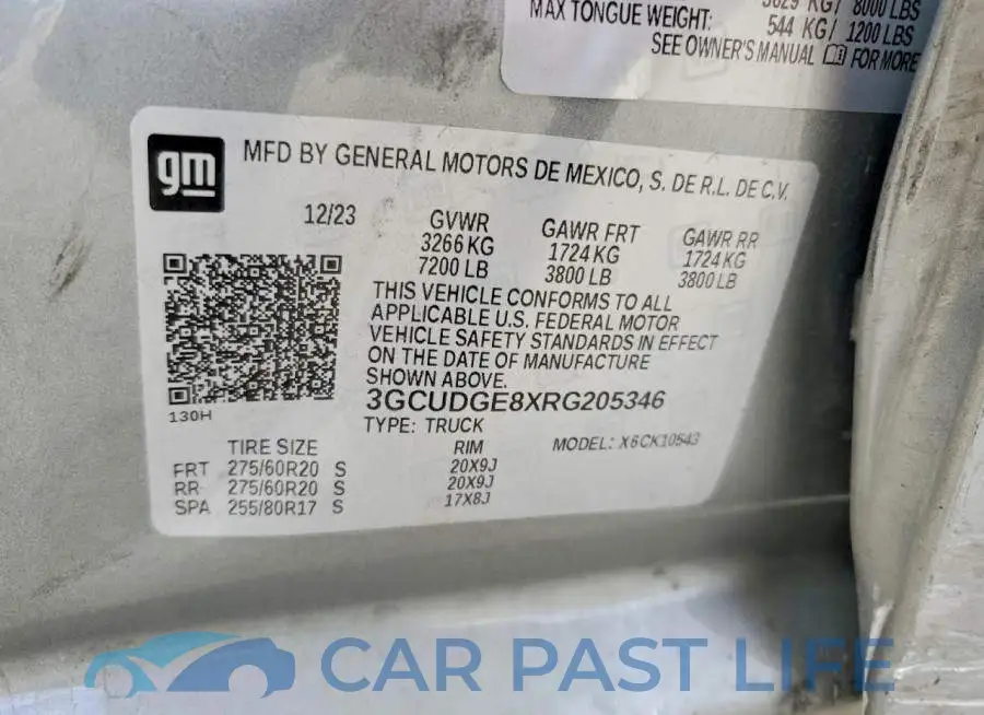 3GCUDGE8XRG205346# 12