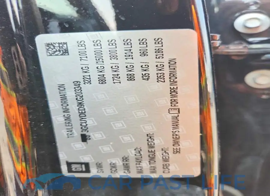 3GCUYDED9KG203349# 12