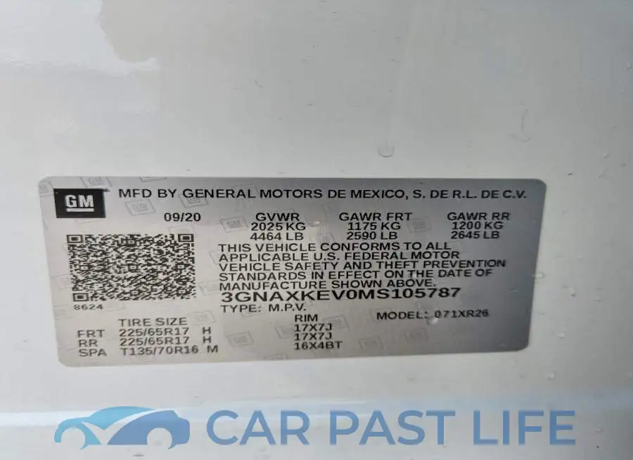 3GNAXKEV0MS105787# 13