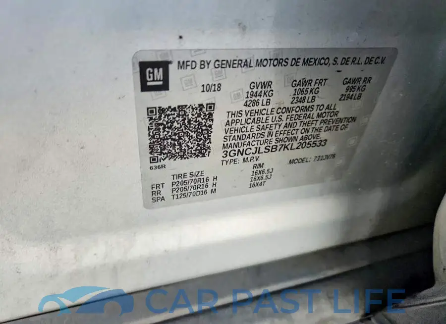 3GNCJLSB7KL205533# 13