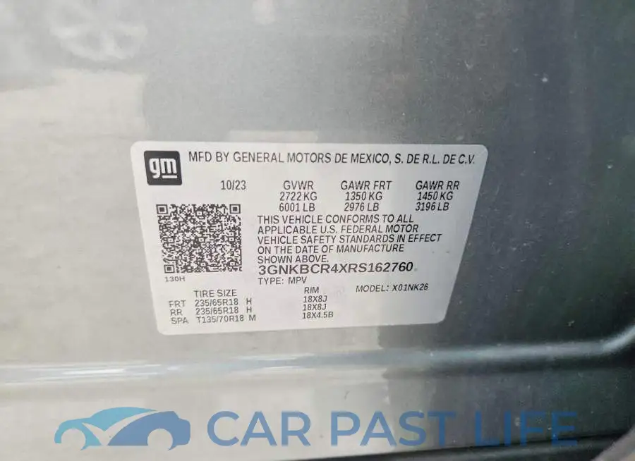 3GNKBCR4XRS162760# 13