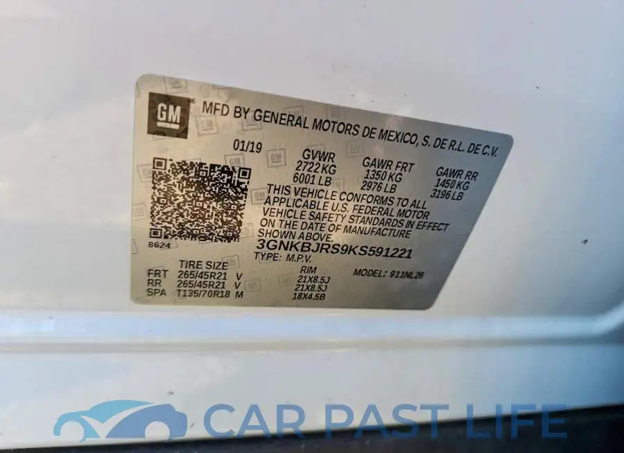3GNKBJRS9KS591221# 12