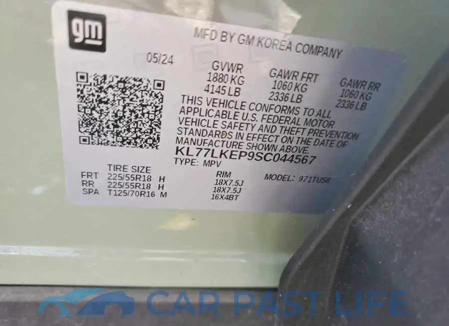 KL77LKEP9SC044567# 12