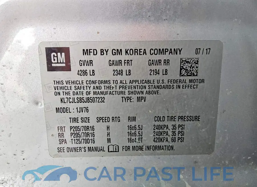KL7CJLSB5JB507232# 13