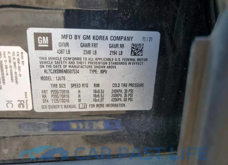 KL7CJNSM6NB507534# 12