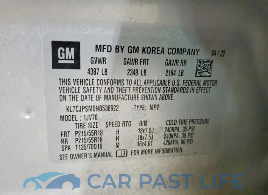 KL7CJPSM0NB538922# 13
