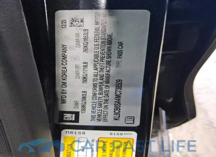 KL8CB6SA4MC738509# 12