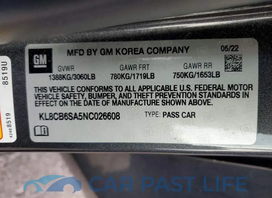 KL8CB6SA5NC026608# 13