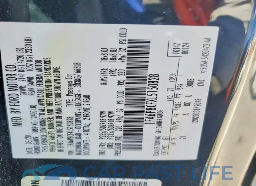1FA6P8CFXL5150828# 12