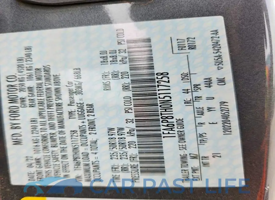 1FA6P8TH0N5117258# 12