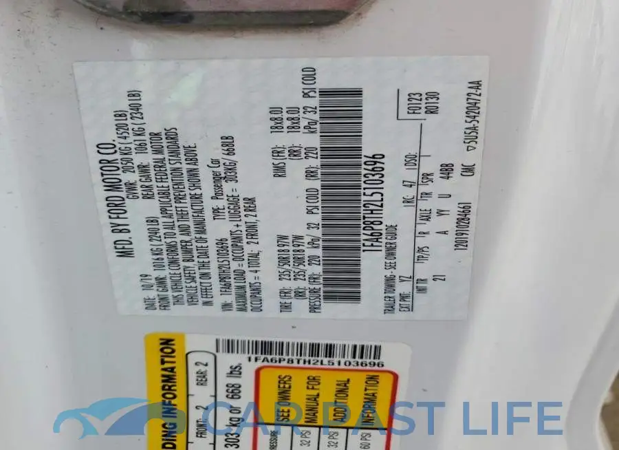 1FA6P8TH2L5103696# 12