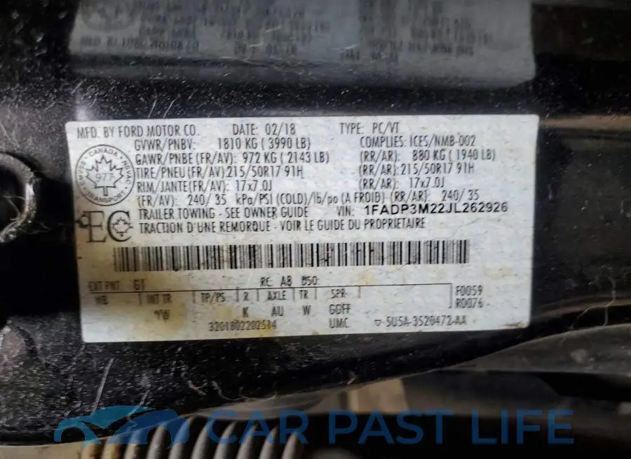 1FADP3M22JL262926# 13