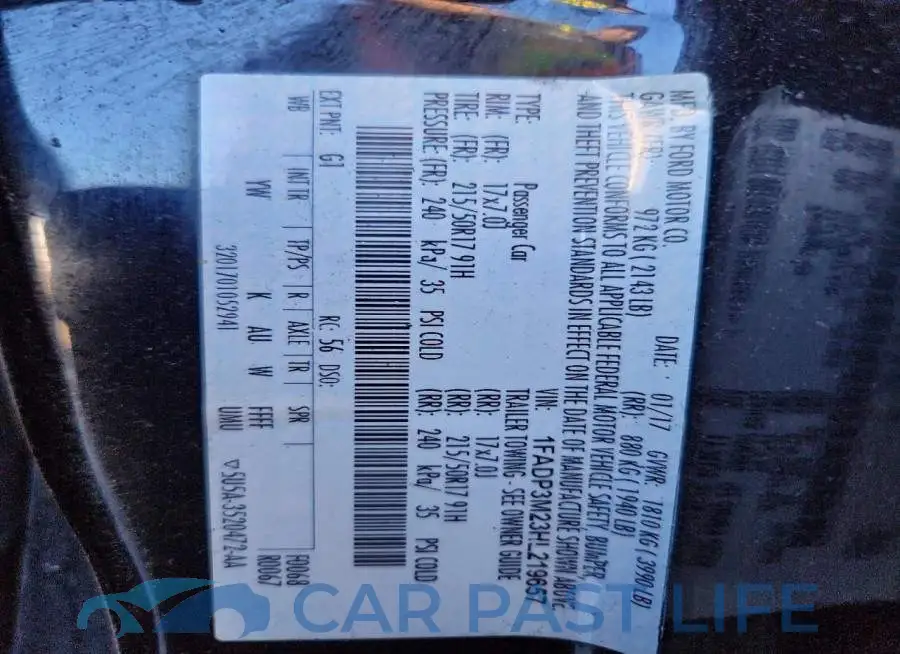 1FADP3M23HL219657# 12