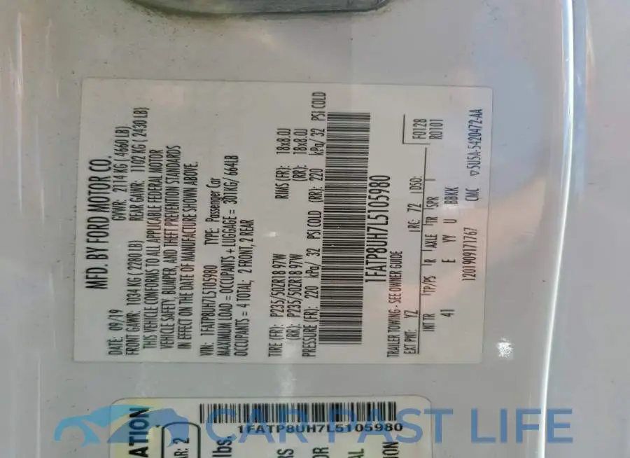 1FATP8UH7L5105980# 12