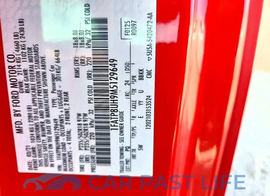 1FATP8UH9M5129649# 12