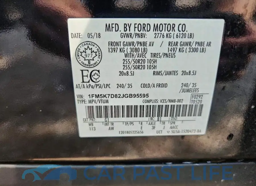 1FM5K7D82JGB95595# 13