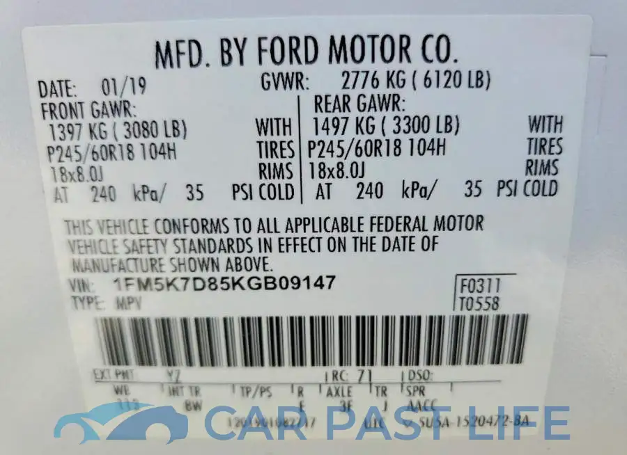 1FM5K7D85KGB09147# 13