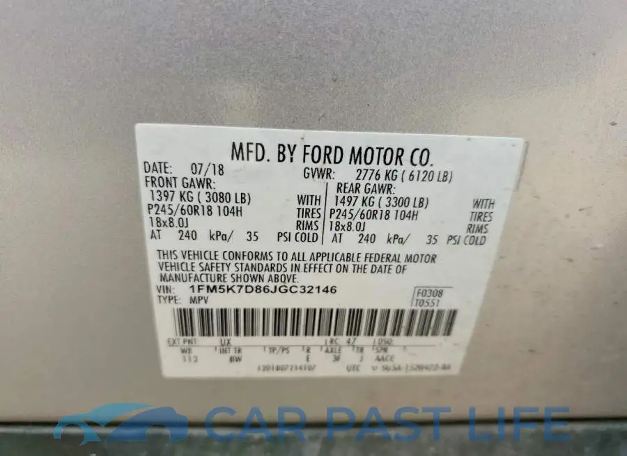 1FM5K7D86JGC32146# 13