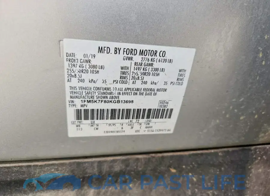 1FM5K7F80KGB13698# 13