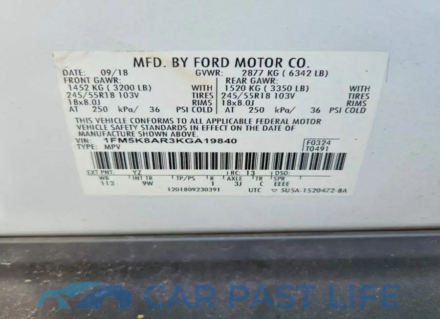 1FM5K8AR3KGA19840# 13